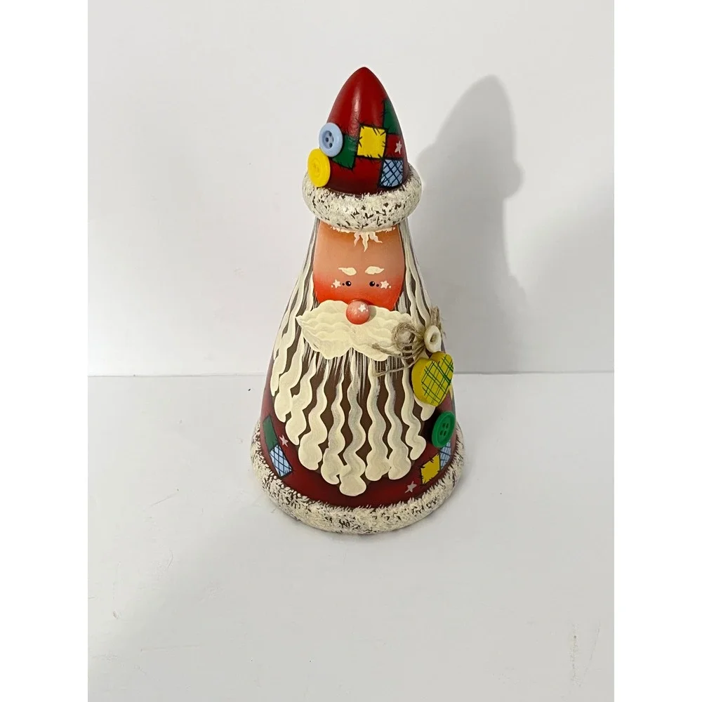Dawn Hand Painted Santa Figurine‎ Red Vintage 1993 Folk Art Patchwork